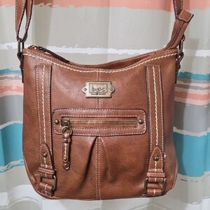 BOC Tan Crossbody Bag with Brass Accents